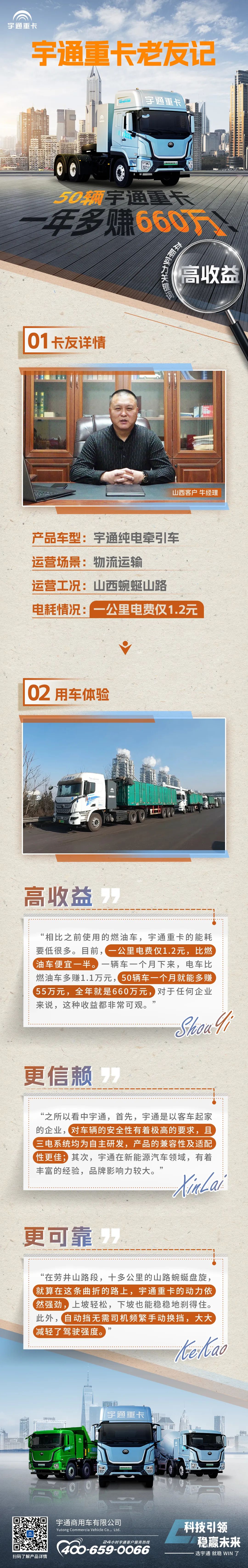 宇通重卡老友記 | 50輛宇通重卡，一年多賺660萬！